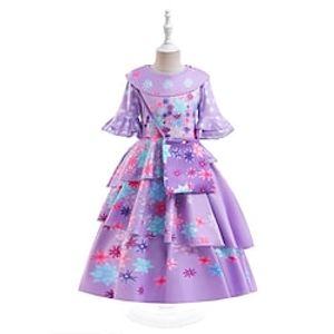 Kids Little Girls' Dress Flower Skater Dress Party Daily Print Purple Midi Half Sleeve Princess Cute Dresses Children's Day Spring Summer Slim 3-10 Years Lightinthebox