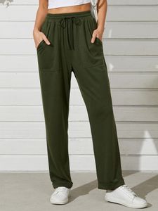 YOINS Army Green Side Pocket Drawstring Waist Pants