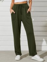 YOINS Army Green Side Pocket Drawstring Waist Pants - thumbnail