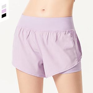 Women's Running Shorts Athletic Bottoms 2 in 1 Nylon Elastane Fitness Gym Workout Running Jogging Exercise Breathable Quick Dry Moisture Wicking Normal Sport Solid Colored Violet Black Grey Lightinthebox