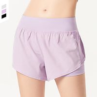 Women's Running Shorts Athletic Bottoms 2 in 1 Nylon Elastane Fitness Gym Workout Running Jogging Exercise Breathable Quick Dry Moisture Wicking Normal Sport Solid Colored Violet Black Grey Lightinthebox - thumbnail
