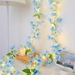 1pc Flower String Lights Blue 6 Petal, Battery Operated Floral Vine Fairy Lights for Bedroom, Party, Wedding, Christmas, Thanksgiving, All Season Decoration, Home, Fireplace, Staircase and Handrail Lightinthebox