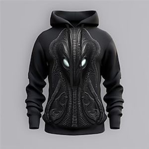 Graphic Alien Fashion Daily Basic Men's 3D Print Hoodie Pullover Sports Outdoor Holiday Vacation Hoodies Black Hooded Front Pocket Print Spring   Fall Designer Lightinthebox
