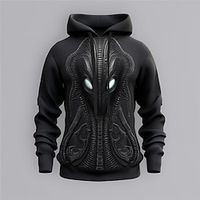 Graphic Alien Fashion Daily Basic Men's 3D Print Hoodie Pullover Sports Outdoor Holiday Vacation Hoodies Black Hooded Front Pocket Print Spring   Fall Designer Lightinthebox - thumbnail