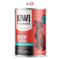 Kiwi Kitchens Grass Fed Beef & Mussel Dinner Canned Wet Puppy Food 375G Pack Of 12