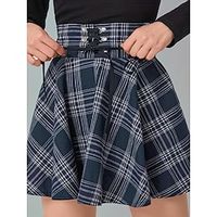 Women's Skirt Mini Polyester Navy Skirts Summer Print Ruffle Fashion Going out Casual Daily S M L Lightinthebox - thumbnail