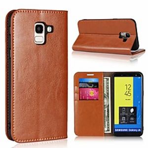 Phone Case For Samsung Galaxy Full Body Case Leather J7 J6 J5 J3 Card Holder with Stand Solid Colored Hard Genuine Leather miniinthebox