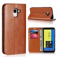 Phone Case For Samsung Galaxy Full Body Case Leather J7 J6 J5 J3 Card Holder with Stand Solid Colored Hard Genuine Leather miniinthebox - thumbnail