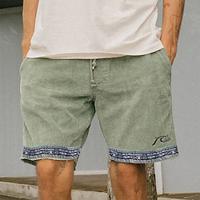 Men's Shorts Summer Shorts Casual Shorts Corduroy Shorts Patchwork Drawstring Elastic Waist Plain Breathable Knee Length Party Outdoor Daily Fashion Streetwear Light Green Navy Blue Lightinthebox - thumbnail