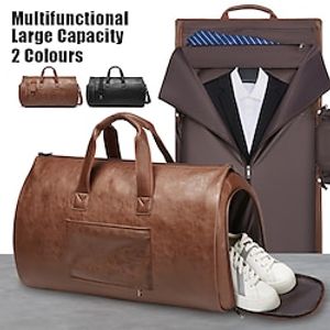 Men's Handbag Sports Bags Gym Bag Duffle Bag PU Leather Outdoor Holiday Travel Zipper Large Capacity Waterproof Anti-Dust Solid Color Black Brown miniinthebox