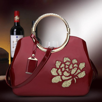 Fashion Embroidery Patent Leather Shell Ladies Handbag - thumbnail
