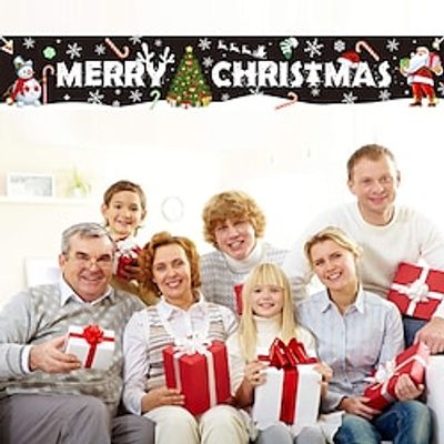 Christmas Banner Festive Atmosphere Decoration Cartoon Santa Claus Courtyard Party Flag Hanging miniinthebox Christmas Banner Festive Atmosphere Decoration Cartoon Santa Claus Courtyard Party Flag Hanging miniinthebox