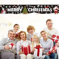 Christmas Banner Festive Atmosphere Decoration Cartoon Santa Claus Courtyard Party Flag Hanging miniinthebox - thumbnail
