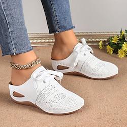 Women's Slippers Slip-Ons Lace Up Sandals Strappy Sandals Wedge Sandals Comfort Shoes Daily Beach Lace-up Wedge Round Toe Bohemia Casual Comfort Faux Suede PU Lace-up Black White Pink Lightinthebox