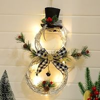 Christmas Rattan Wreath with lights Christmas wreath Christmas Tree Home Decoration Pendant Props Lightinthebox - thumbnail