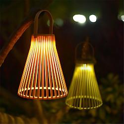 Hanging Lmap Rattan Solar Retro Bamboo Weaving Lamp Outdoor Waterproof Atmosphere Pendant Lamp Courtyard Garden Balcony Simulation Lantern Vine Weaving Handheld Lamp Festival Party Decorative Lamp 1PC Lightinthebox