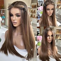 Straight Human Hair Lace Front Wig Brazilian Virgin Hair Ombre Color Lace Front Wig with Baby Hair for Women Lightinthebox