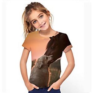 Kids Girls' Tee Short Sleeve Graphic Rainbow Children Tops Active 3-12 Years miniinthebox