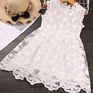 Kids Little Girls' Dress Butterfly Solid Colored A Line Dress Sports  Outdoor Daily Ruched Mesh Lace White Red Knee-length Sleeveless Cute Sweet Dresses Spring Summer Regular Fit 2-6 Years miniinthebox