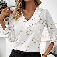 Women's White Plain Print Long Sleeve V Neck Form Fit Portrait Bell Sleeve Fall  Winter Lightinthebox - thumbnail