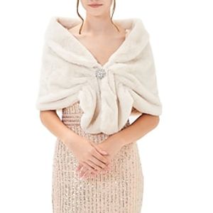 Faux Fur Wraps Shawls Women's Wrap Elegant Keep Warm Sleeveless Terylene Wedding Wraps With Feathers  Fur For Wedding Fall  Winter Lightinthebox