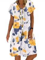V Neck Brief Printed Short Sleeve Dress V Neck Brief Printed Short Sleeve Dress