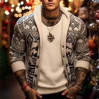 Tribal Geometry Bandana Print Retro Vintage Tribal Men's Button Knitting Print Cardigan Sweater Knitwear Outdoor Daily Vacation Long Sleeve V Neck Sweaters Khaki Fall Winter S M L Sweaters Lightinthebox