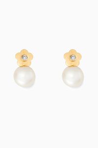 Flower Pearl Diamond Earrings