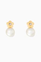 Flower Pearl Diamond Earrings - thumbnail