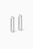 Ovate Hoop Earrings in Sterling Silver-Plated Brass Ovate Hoop Earrings in Sterling Silver-Plated Brass