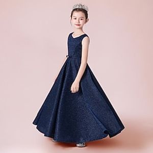 A-Line Floor Length Flower Girl Dress Birthday Girls Cute Dress Polyester  Cotton Blend with Sash  Ribbon Elegant Sparkle  Shine Fit 3-16 Years Lightinthebox