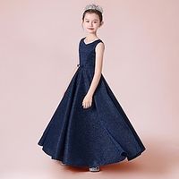 A-Line Floor Length Flower Girl Dress Birthday Girls Cute Dress Polyester  Cotton Blend with Sash  Ribbon Elegant Sparkle  Shine Fit 3-16 Years Lightinthebox - thumbnail