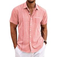 Fashion Casual Men's Printed Shirts Holiday Daily Wear Vacation Summer Turndown Short Sleeves Pink, Blue, Gray S, M, L Polyester Shirt Lightinthebox