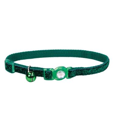 Coastal 3 And Safe Cat Jewel Buckle Glitter Overlay Collar Green