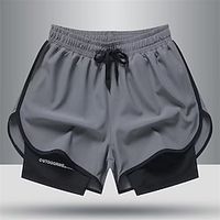 Men's Swim Trunks Outdoor Daily Beach Breathable Quick Dry Drawstring Elastic Waist Liner Plain Short Sport Casual Activewear Black Grey Micro-elastic Lightinthebox - thumbnail