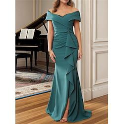 A-Line Mermaid / Trumpet Wedding Guest Dresses Elegant Dress Performance Wedding Floor Length Sleeveless Cowl Neck Italy Satin Backless with Buttons 2024 Lightinthebox