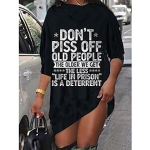 Women's Shift Dress Short Mini Dress Black Long Sleeve Letter Print Fall Spring Crew Neck Casual Fashion 2022 S M L XL XXL 3XL miniinthebox