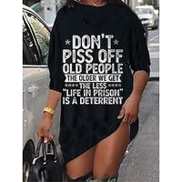 Women's Shift Dress Short Mini Dress Black Long Sleeve Letter Print Fall Spring Crew Neck Casual Fashion 2022 S M L XL XXL 3XL miniinthebox - thumbnail