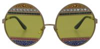 Dolce Gabbana Crystal Embellished Gold Oval Sunglasses (GLA1147)