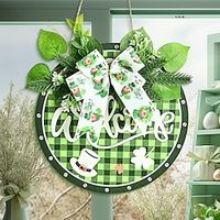 Shamrock Bow Green Wreath for St. Patrick's Day - Festive Decoration Ornament Perfect for Irish Holiday Celebrations, Bringing Luck and Cheer to Your Home Lightinthebox