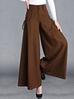 Casual Pure Color Wide Legs Pants