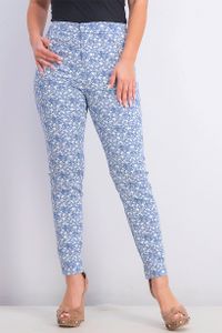 Womens Allover Printed Pants  Blue/White