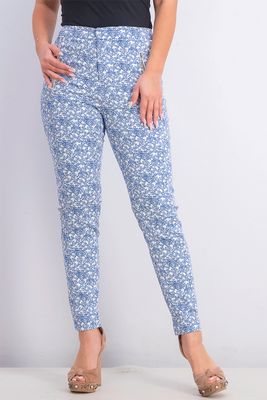 Womens Allover Printed Pants  Blue/White