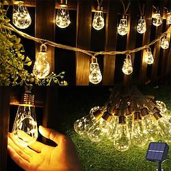 Solar String Lights Hemp Rope Outdoor Garden 8M 160 LED Hemp Rope Solar Festoon Lights Outdoor Waterproof Solar Fairy Lights with 16 LED Shatterproof Bulbs for Garden Patio Backyard Party Lightinthebox