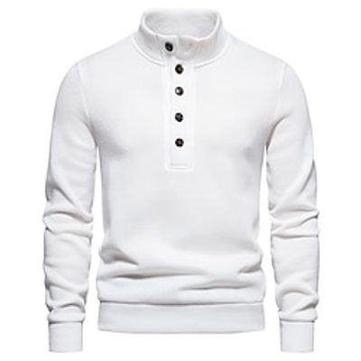 Male Pullover Sweater Jumper Knit Buckle Solid  Plain Color Turtleneck Casual Daily Casual Daily Clothing Apparel Spring Fall Black White S M L Lightinthebox