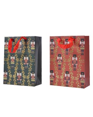 Homesmiths Christmas Giftbag Paper Rectangle Nutcraker Red & Green Design 24cm Assorted 1 Piece