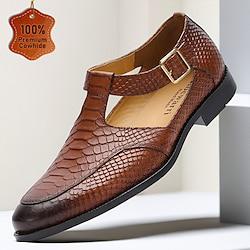 Men's Sandals Leather Shoes British Gentleman Office Career Party Evening Leather Italian Full-Grain Cowhide Breathable Comfortable Slip Resistant Buckle Brown Lightinthebox