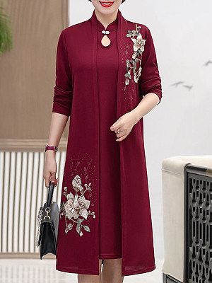 Fashion spring and autumn loose embroidered dress jacket two-piece suit