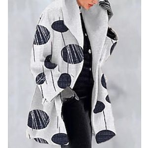 Women's Coat Comtemporary Stylish Casual Street Style Print Street Casual Daily Casual Daily Coat Polyester Long Gray Fall Winter Open Front Lapel Regular Fit S M L XL XXL 3XL Lightinthebox