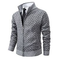 Male Sweater Cardigan Knitwear Chunky Knit Cropped Solid  Plain Color Family Gathering To-Go Clothing Apparel Fall  Winter Wine Red Black M L XL Lightinthebox - thumbnail